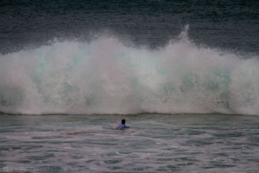 Unknown surfer waiting for punishment. Razo, Galicia.