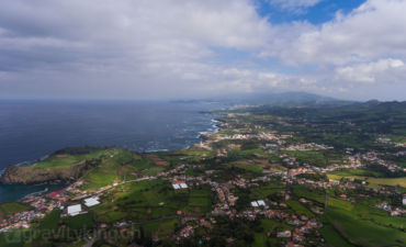 Aerial view from the surfhouse in Capelas, São Miguel, Azores gravityking surfhouse popup surfcamp azores