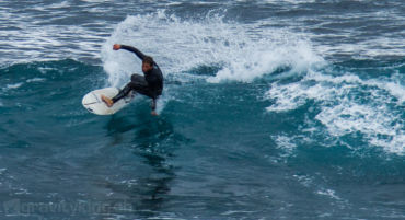 Unknown surfer ripping Mosteiros beach.